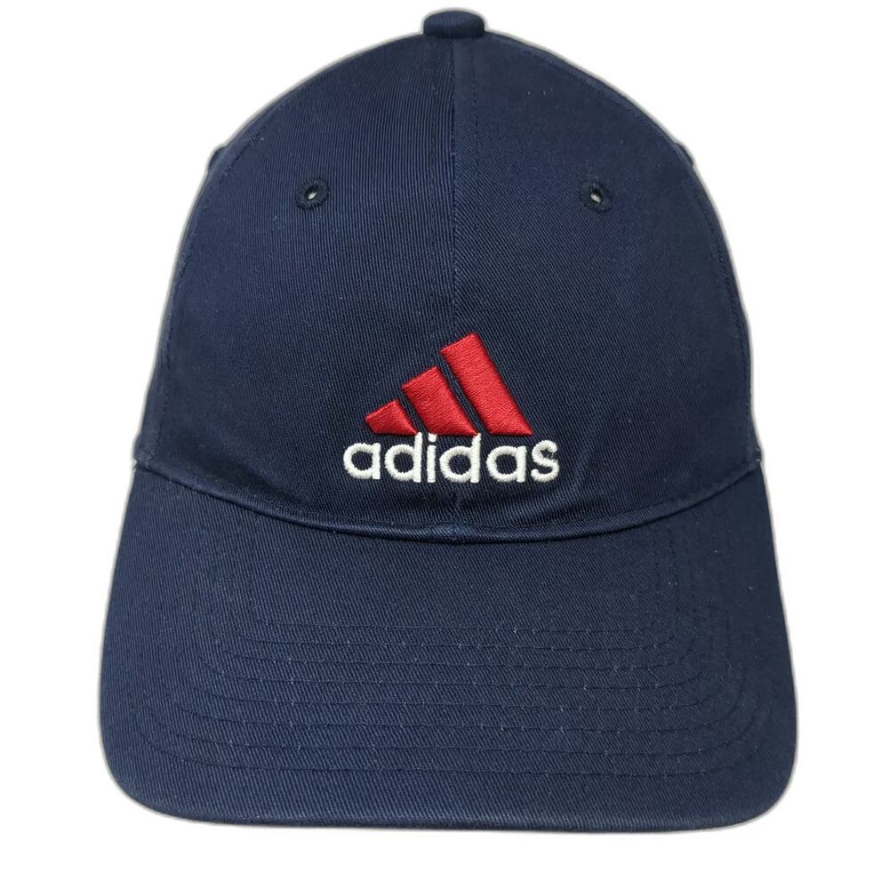 Adidas Baseball Cap Blue M Climalite Stretch Fit Embroidered Logo 6 Panel Hat